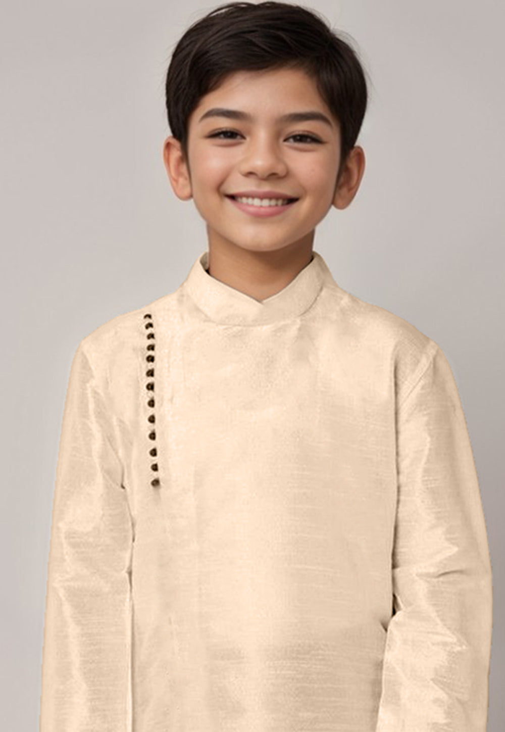 Boys Beige Dupion Silk Kurta