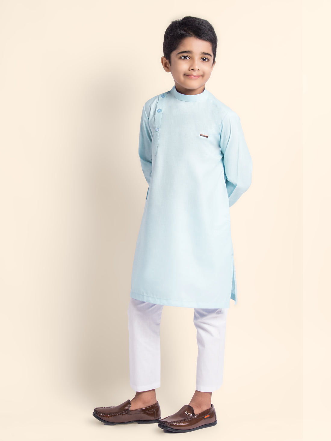 Boys Sky Blue Side Placket Kurta