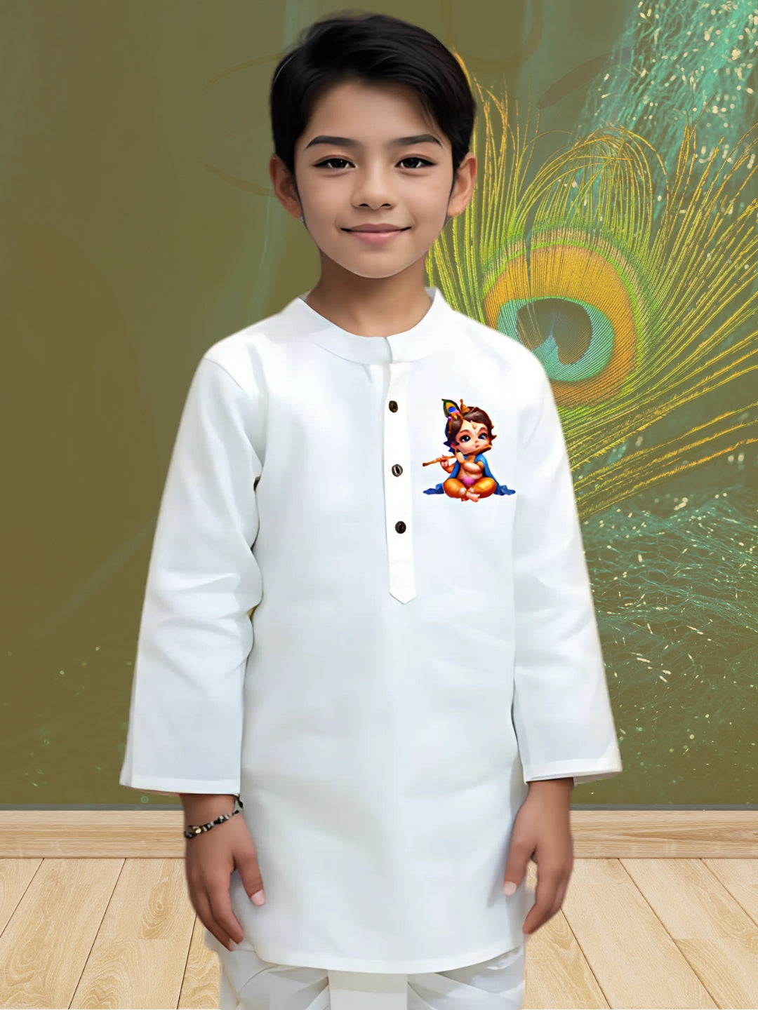 Boys White Cotton Kurta