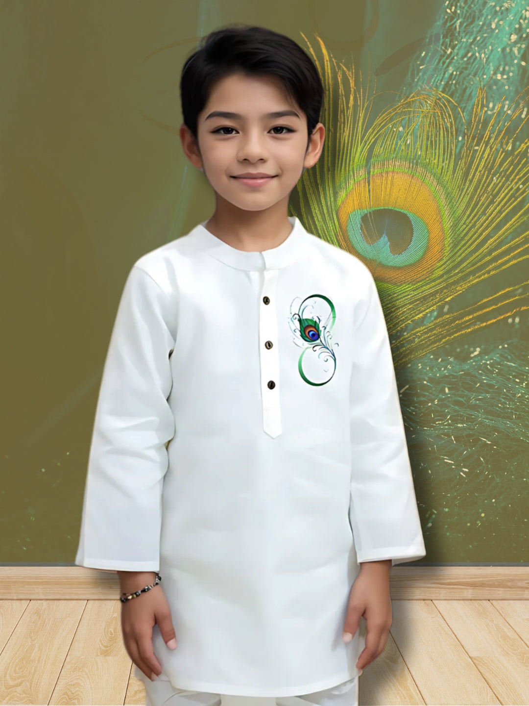 Boys White Cotton Kurta