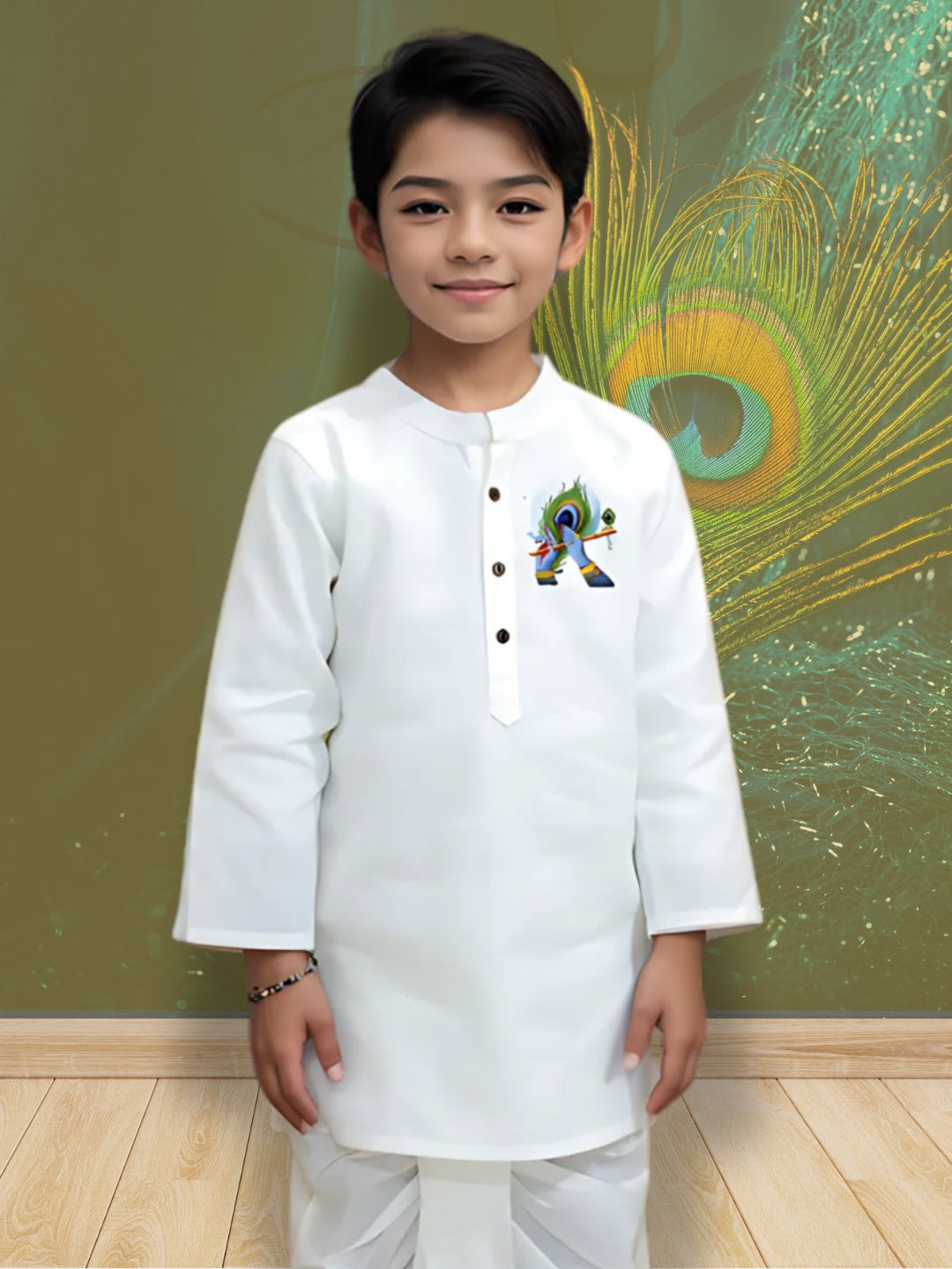 Boys White Cotton Kurta