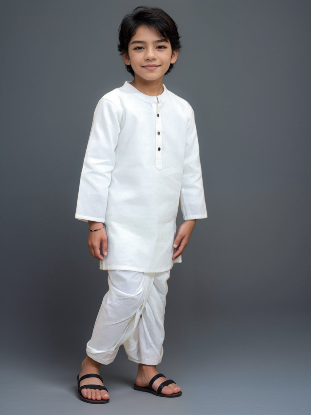 Boys White Cotton Kurta