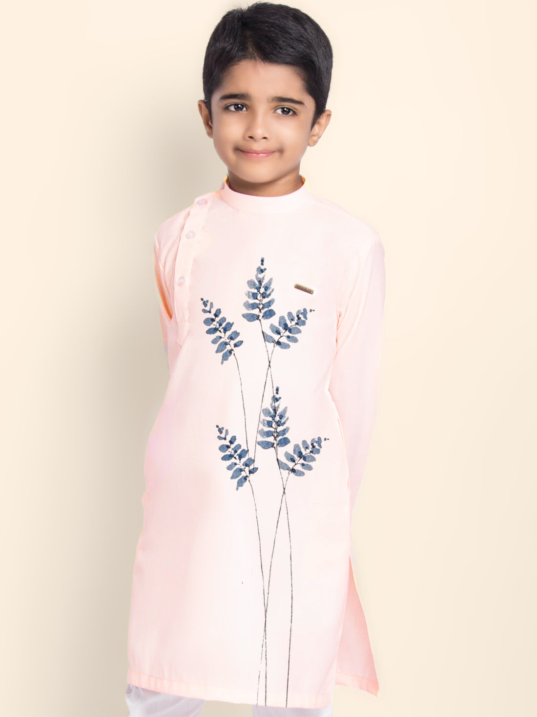 Boys Pink Kurta with Print