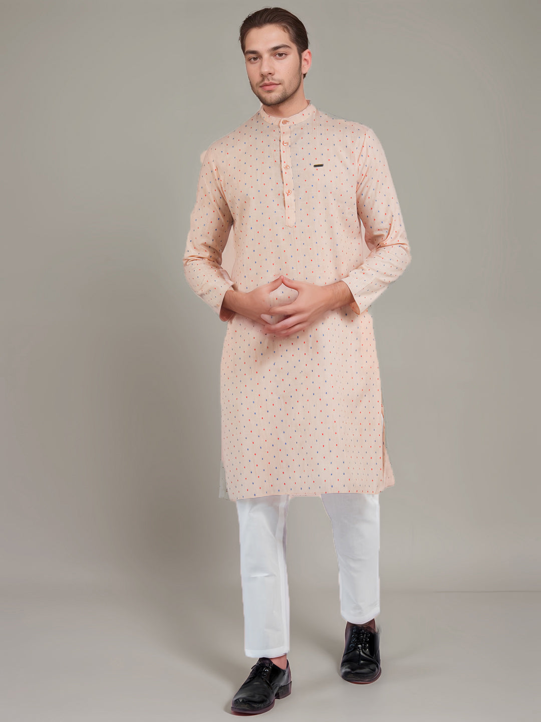 Mens Pink Digital Printed Kurta