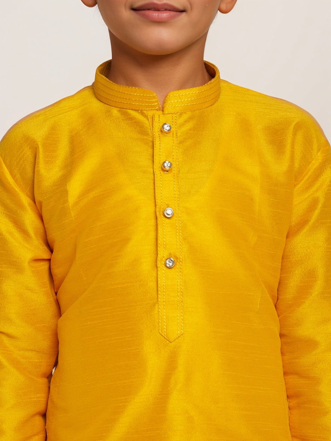 Boys Mustard Dupion Silk Kurta