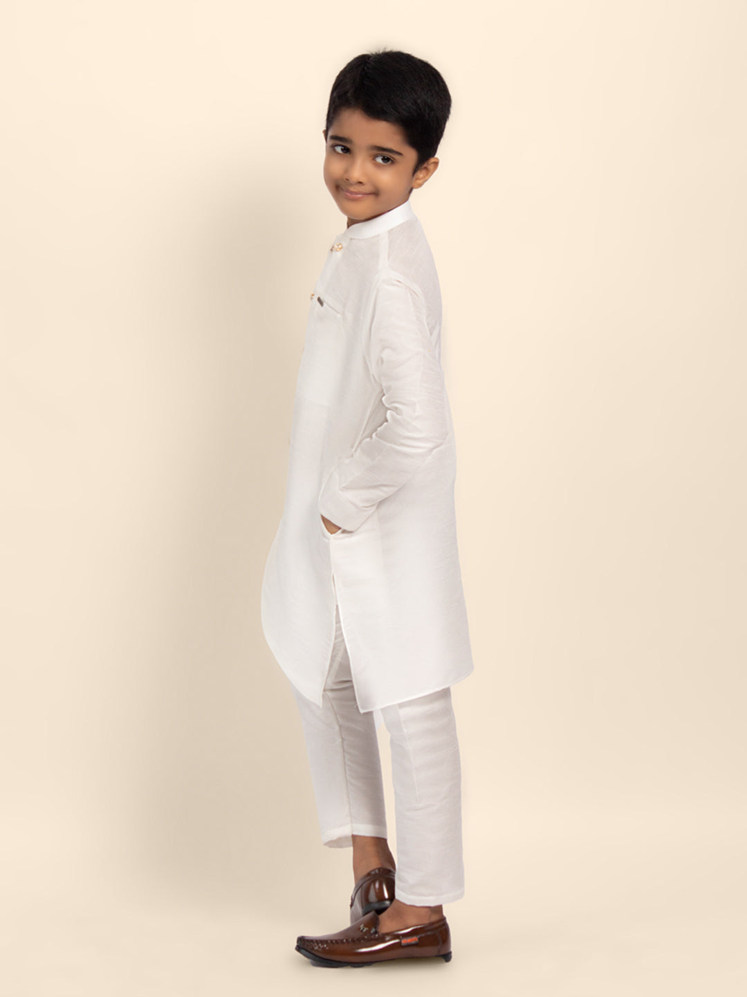 Boys White Designer Kurta