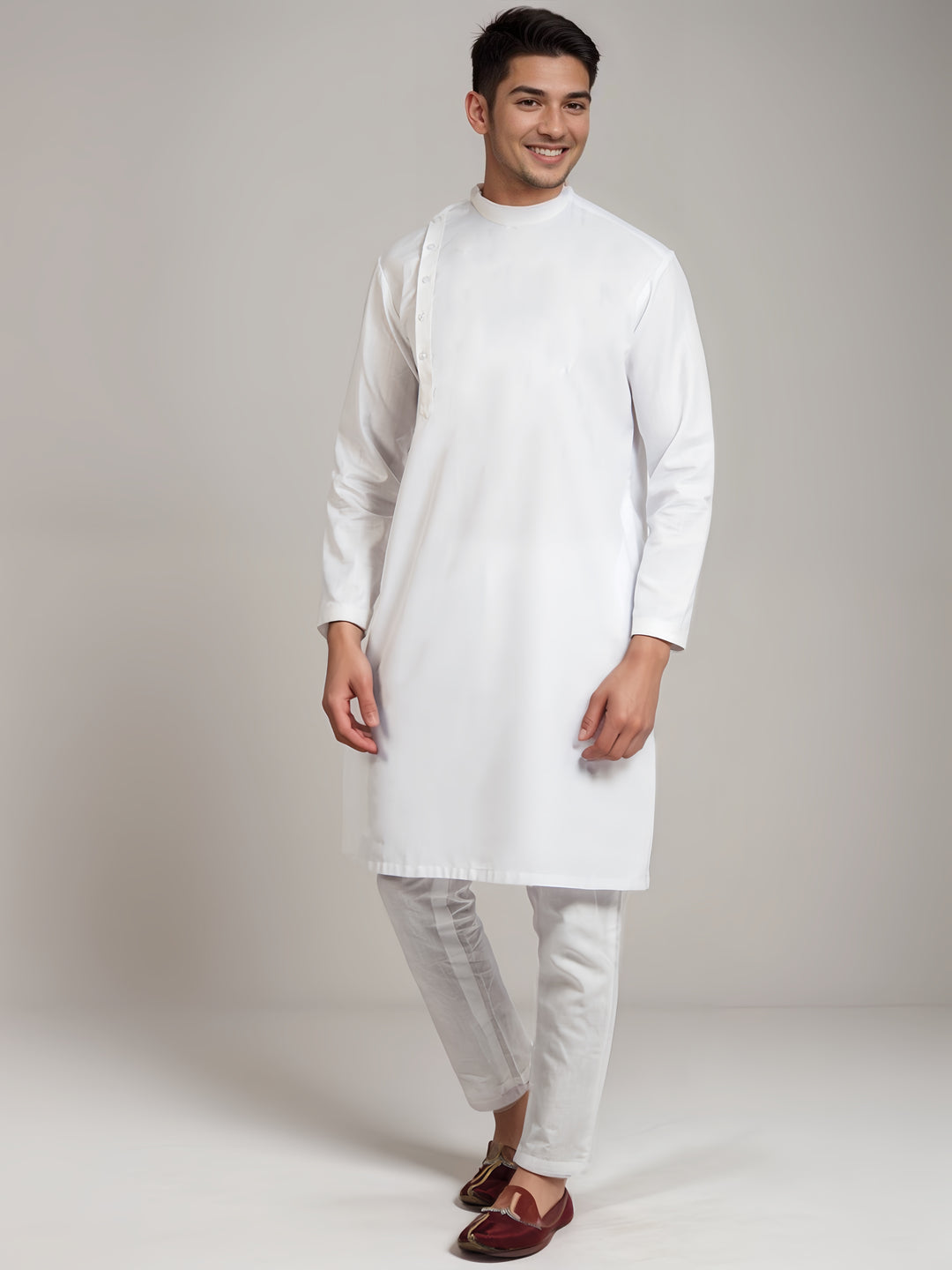 Men's White Cotton Kurta