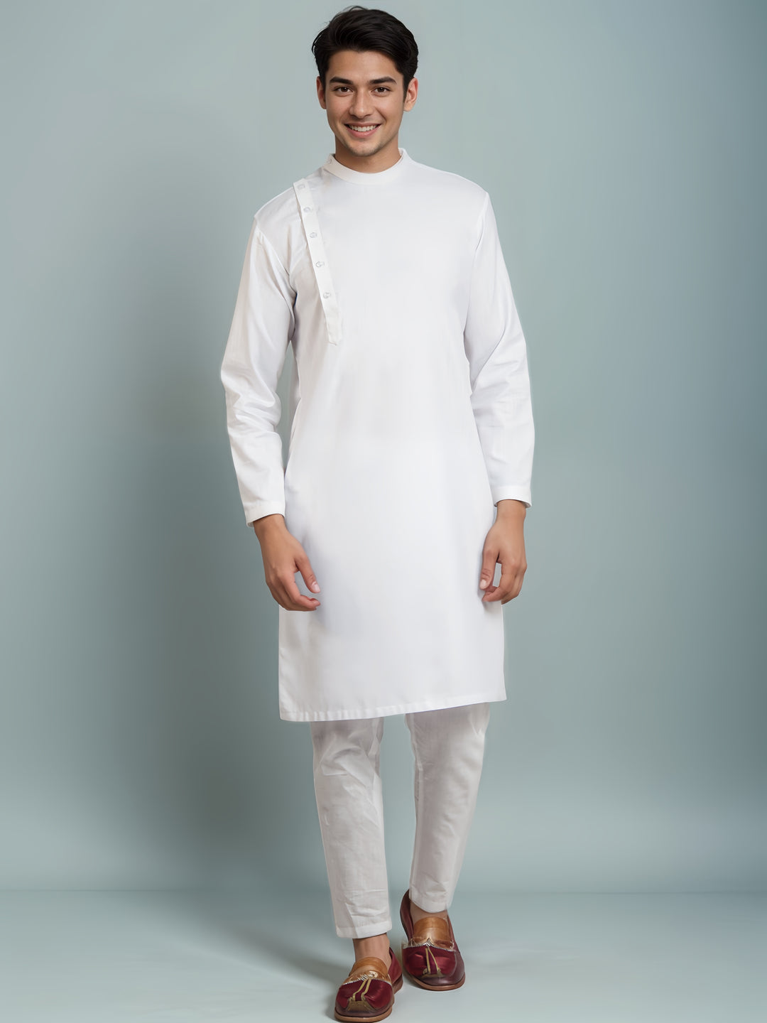 Men's White Cotton Kurta