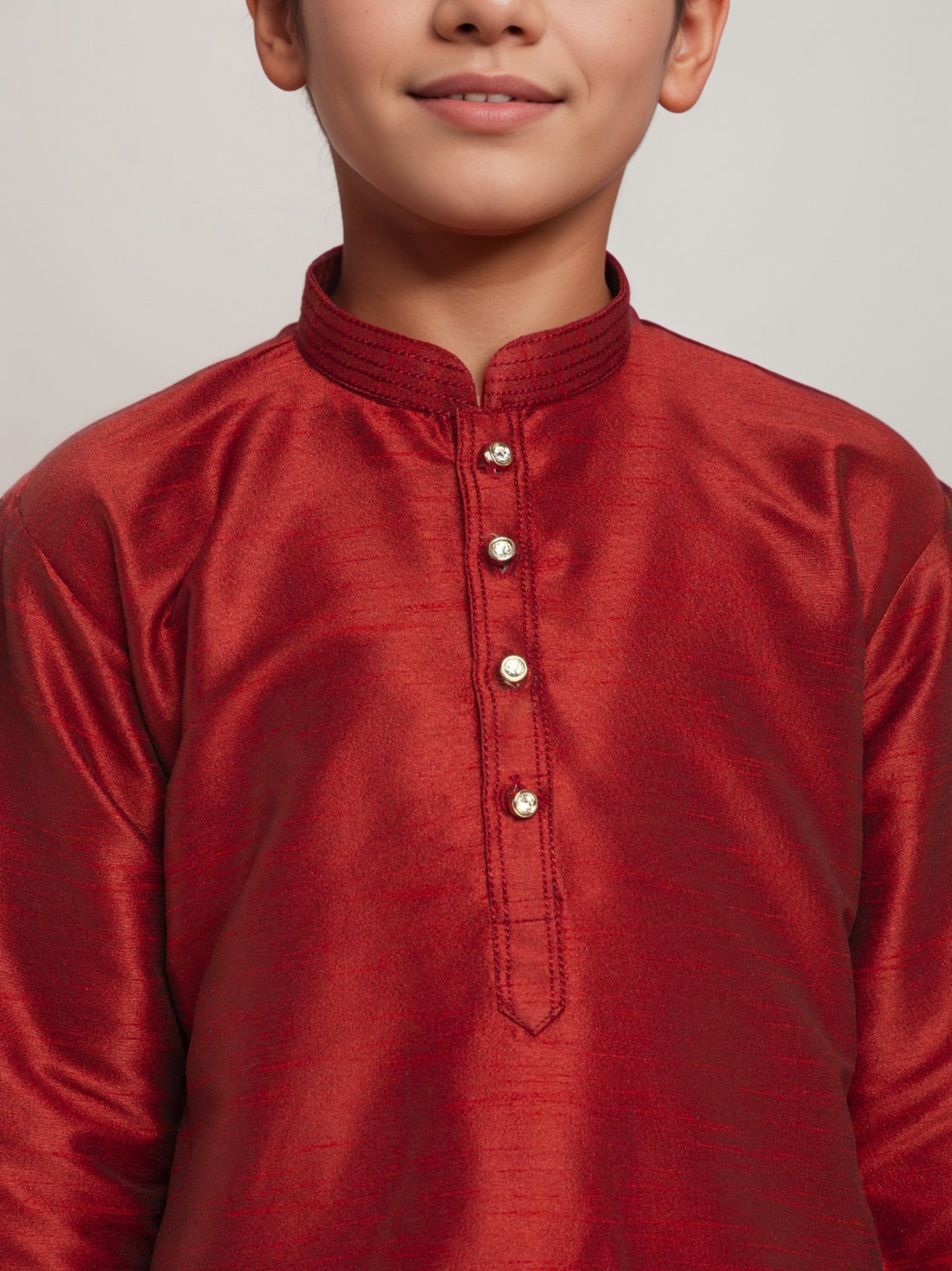 Boys Maroon Dupion Silk Kurta