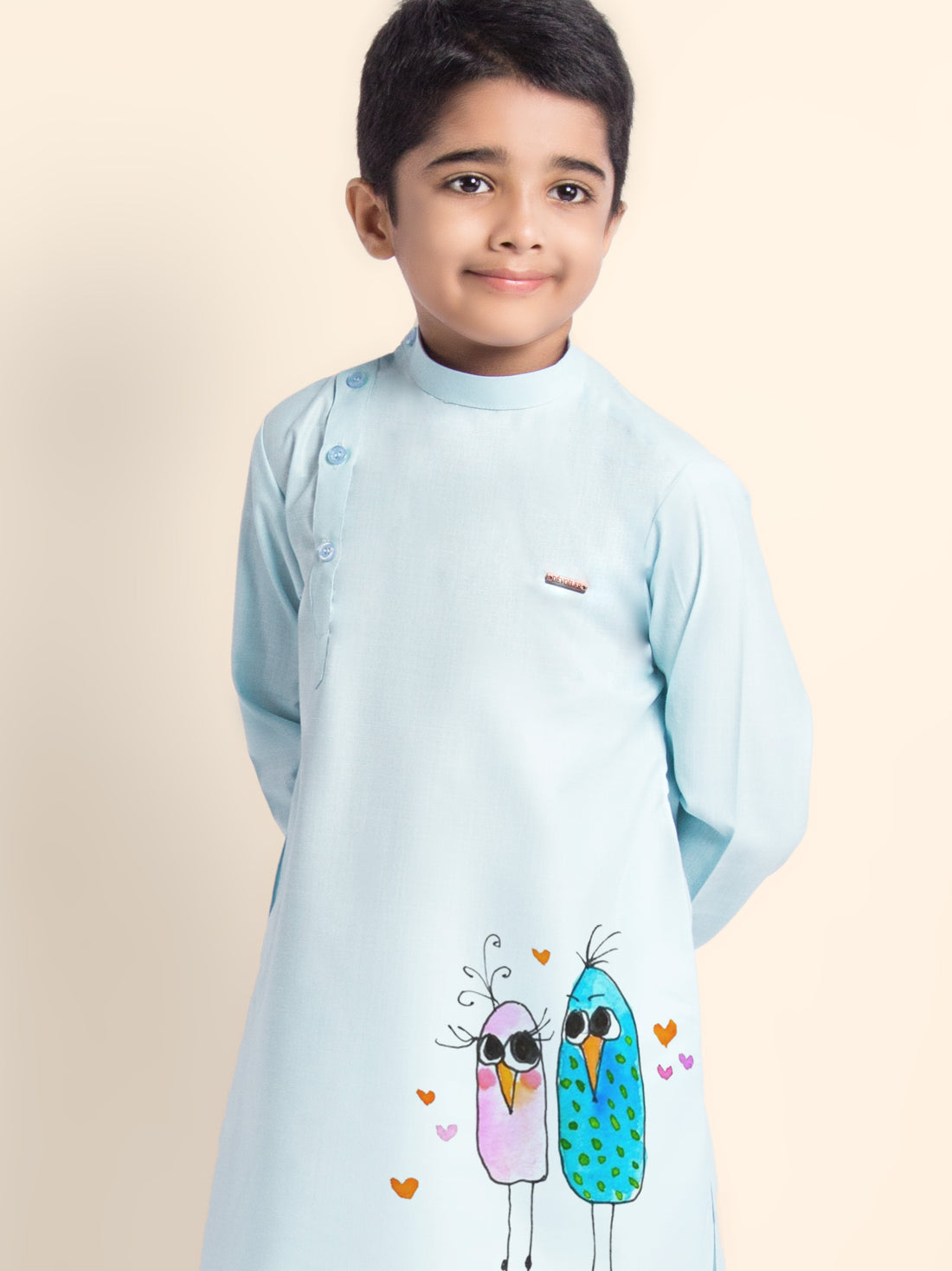 Boys Sky Blue Kurta with Print