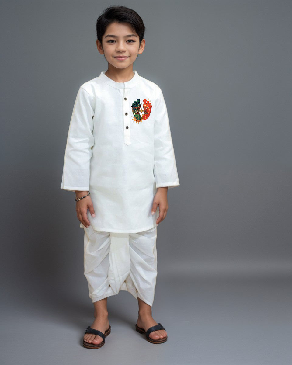 Boys White Cotton Kurta